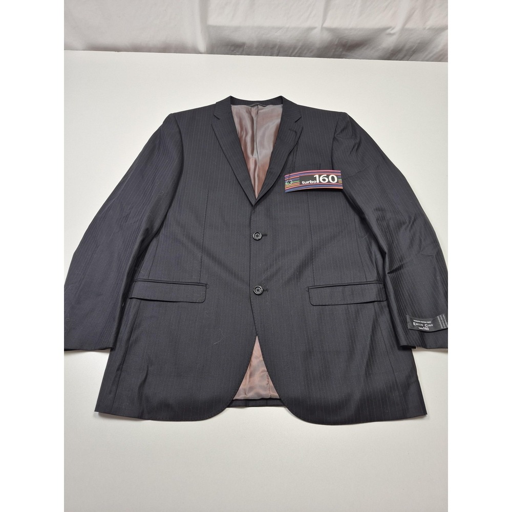 Emilio Ciro Blazer Mens 42 Black Turbo 160 Wool Pinstripe Sport Coat Jacket